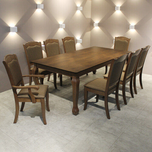 Rubber Wooden Rectangle Dining Set 9996‐T‐8+9996‐A+9996‐S